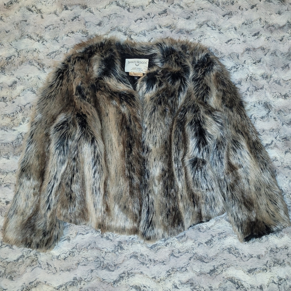 Spirithoods CE *OOAK* Grey Wolf Faux Fur Bomber